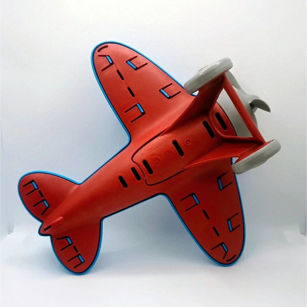 Green Toys 9” Blue Airplane with Propeller Wheels 100% Recycled Plastic Toy USA